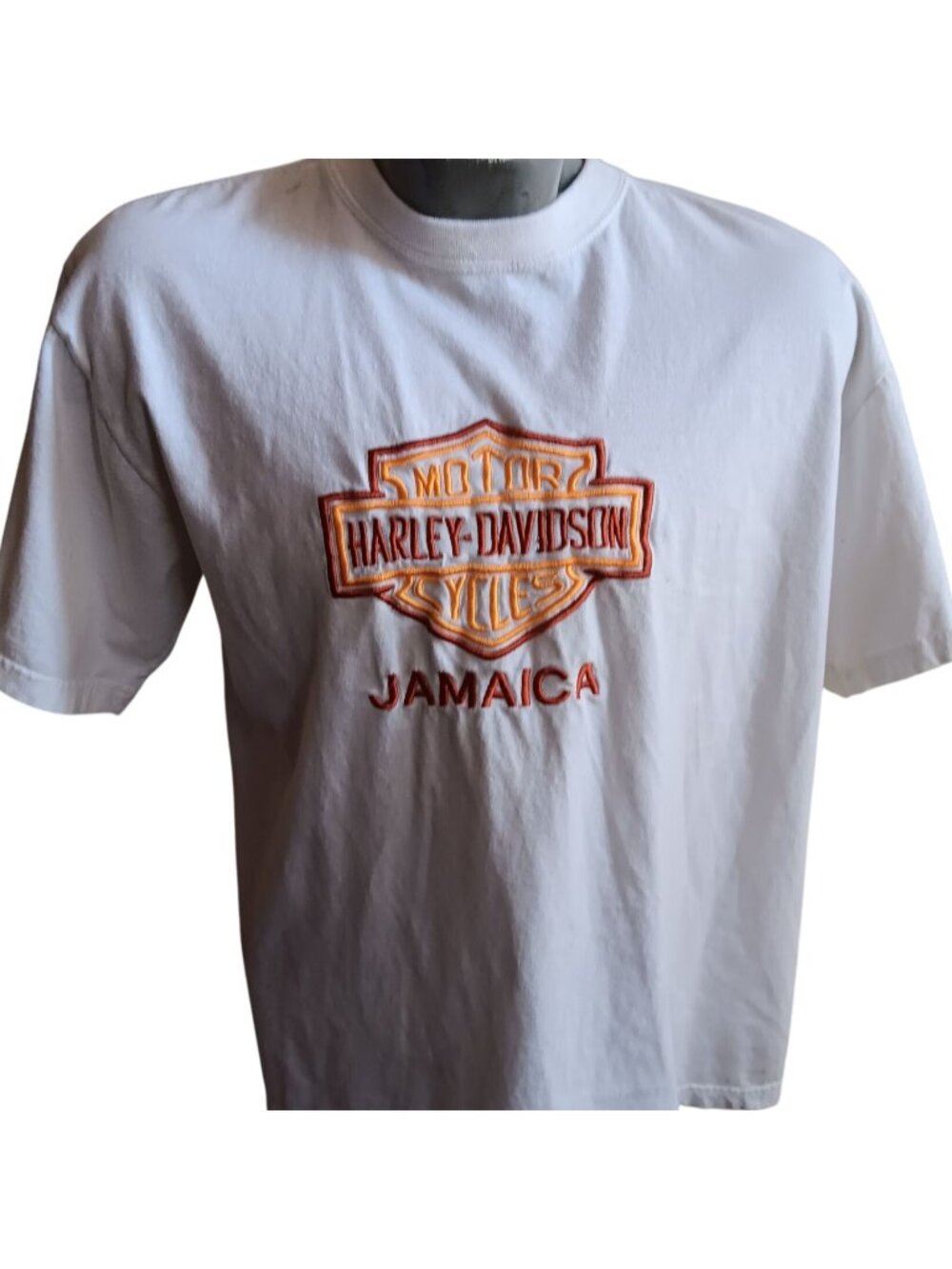 Jamaica Harley Davidson L Vintage 1990s Womens Harley T-shirt Large Embroidered